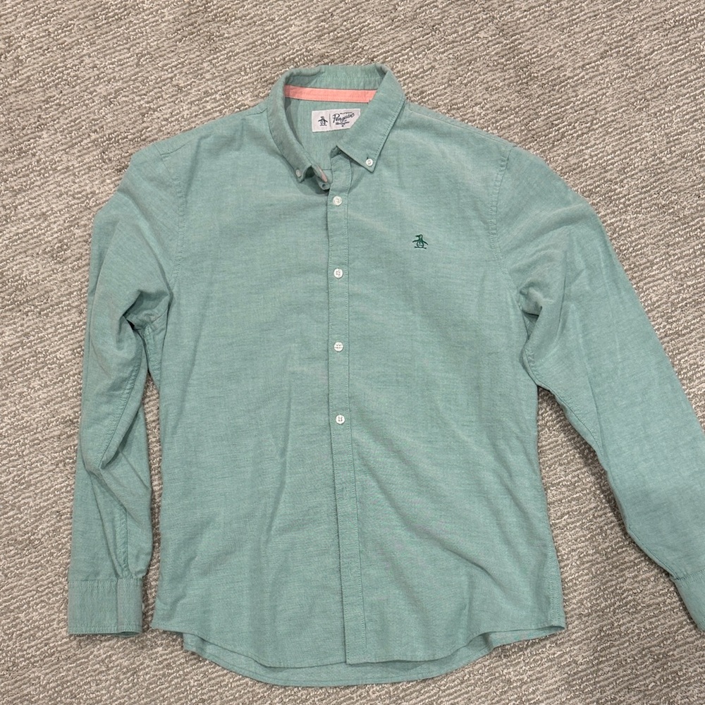 Original Penguin Men's Button-Down Shirt in Mint Green
